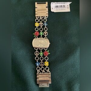 Lucky Brand Peace and Floral Chain Watch